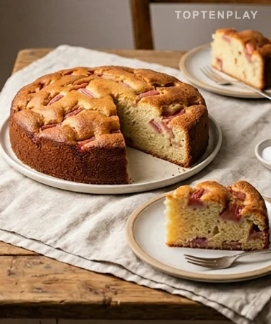 Gâteau au yaourt à la rhubarbe : moelleux, acidulé et si simple à faire