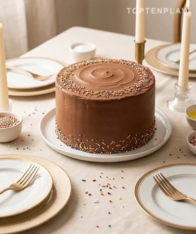 Gâteau d’anniversaire vanille et glaçage chocolat