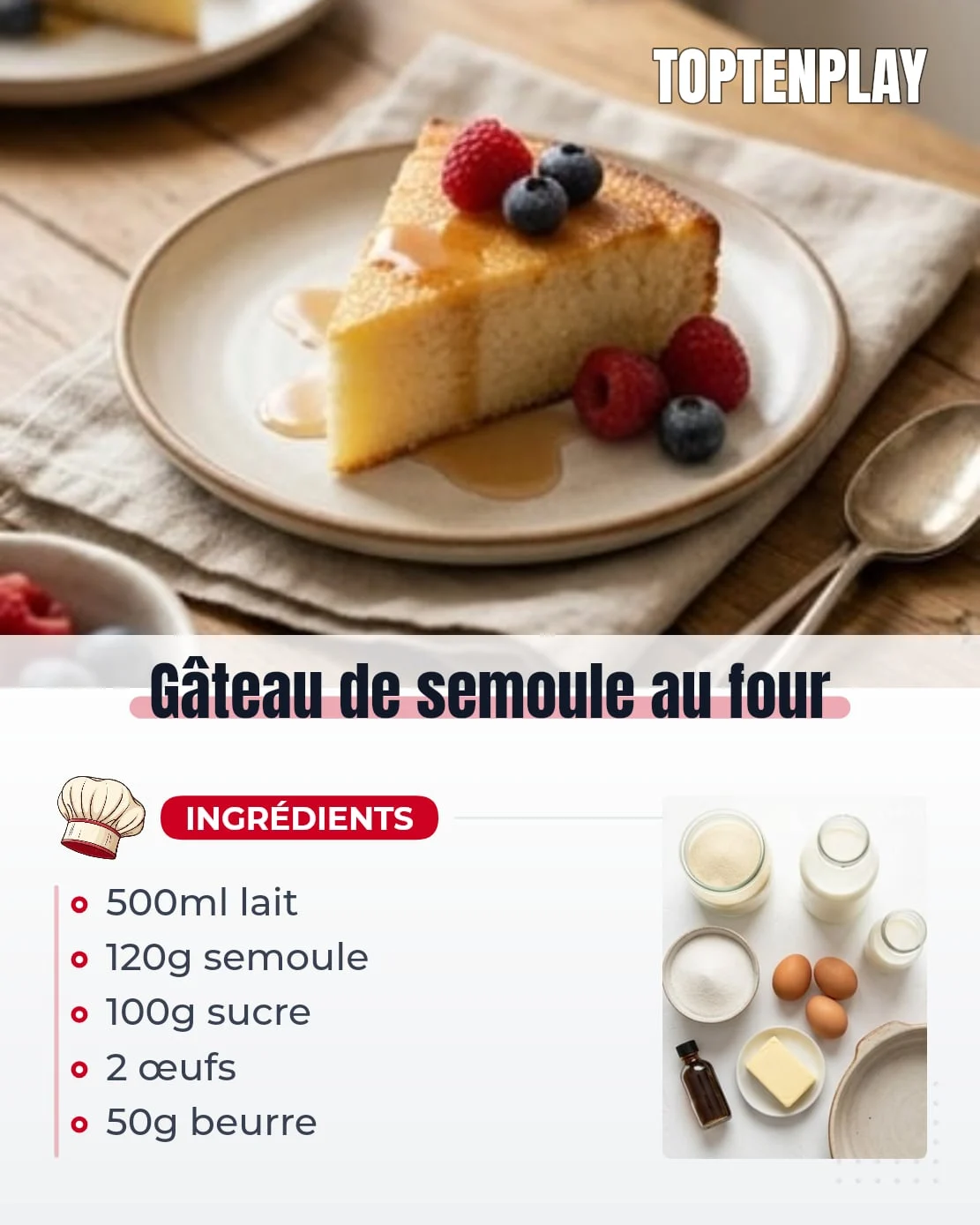 Gâteau de semoule au four