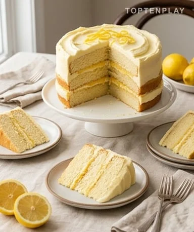 Gâteau nuage au citron, lemon curd et crème au beurre citronnée