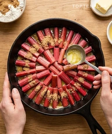 Take time to arrange the rhubarb