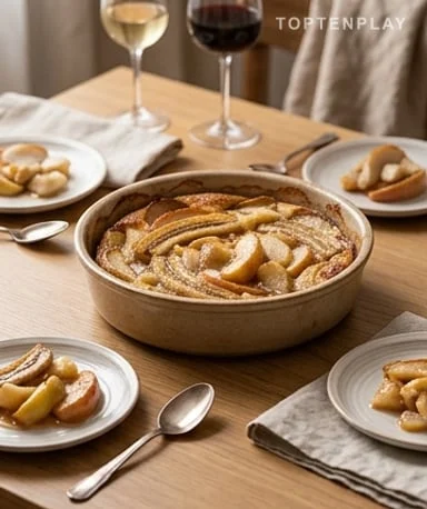 Obstgratin mit Apfel, Birne und Banane