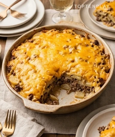 Gratin de Pommes de Terre au Bœuf Haché et Cheddar Fondant
