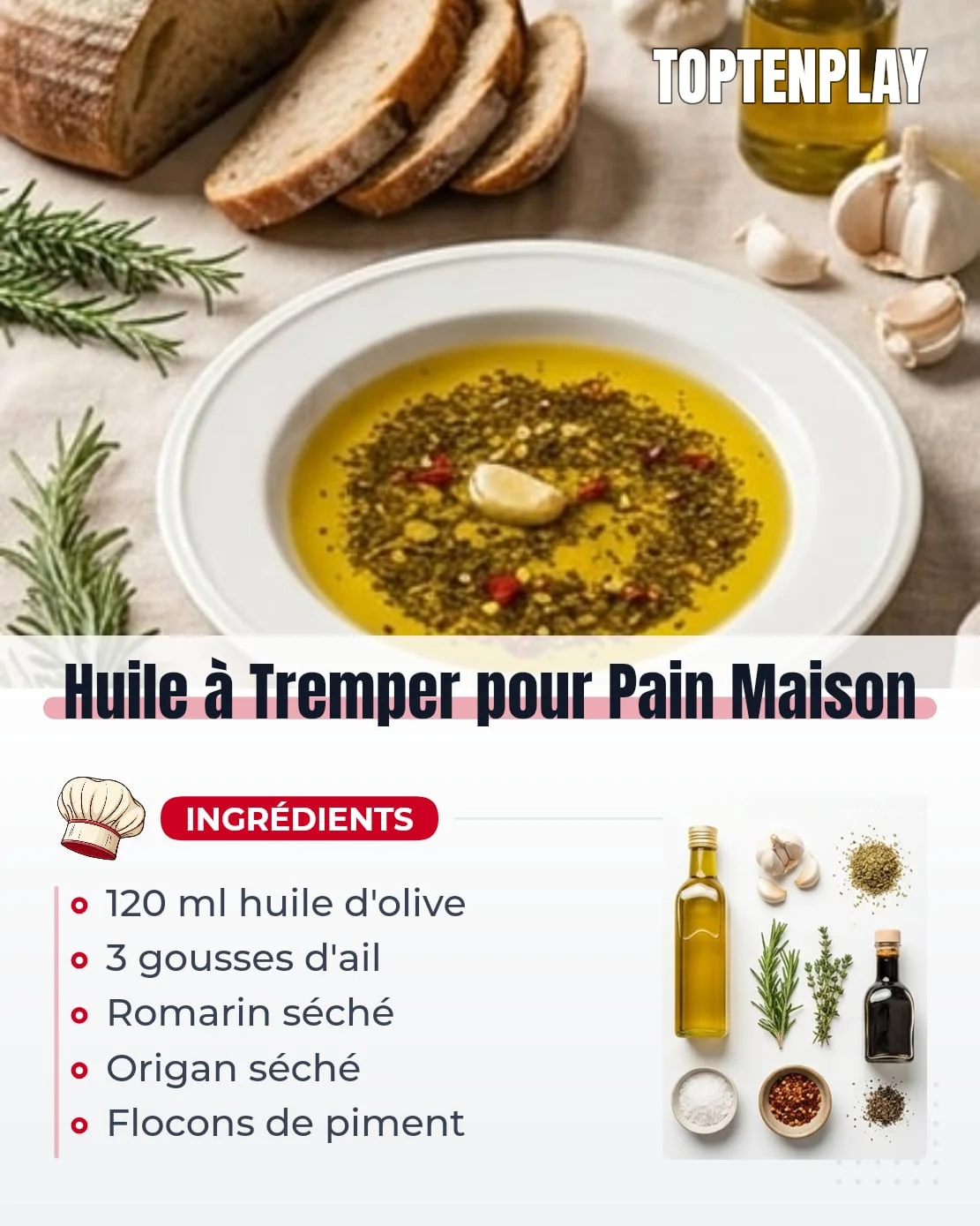 Huile à Tremper pour Pain Maison
