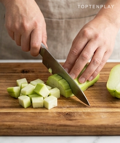 La préparation du chayote