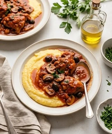 Lapin à l’italienne aux champignons et tomates