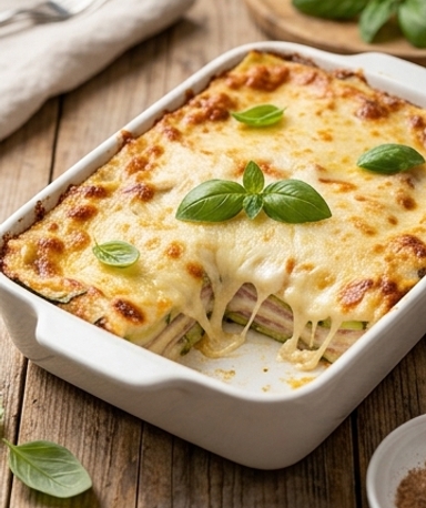Lasagnes de courgettes au jambon de dinde