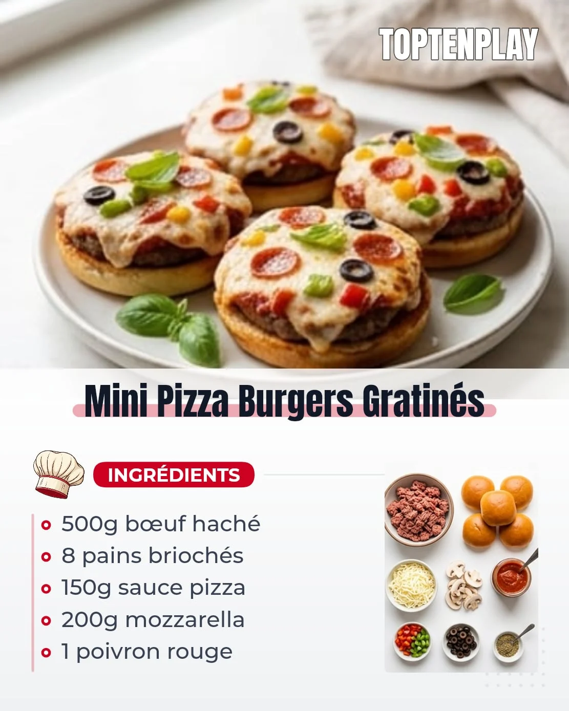 Mini Pizza Burgers Gratinés