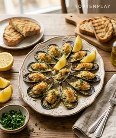Moules farcies au beurre d’ail et persil