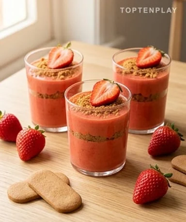 Mousse aux fraises et spéculoos