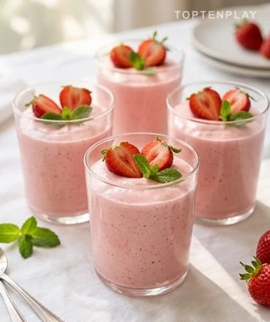Frische Erdbeer-Minz-Mousse