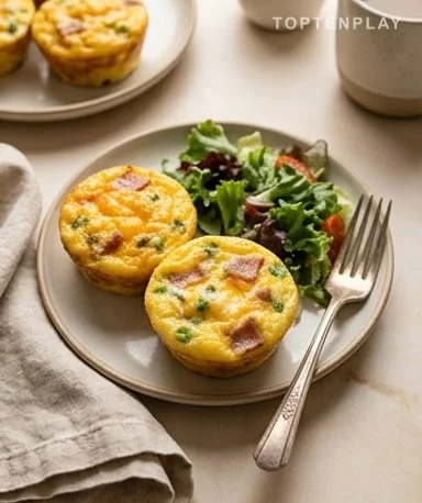 Muffins déjeuner aux œufs, cheddar et bacon de dinde