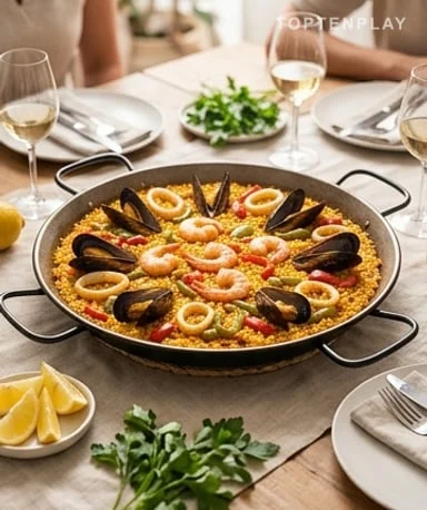 Catalan Paella with Mussels and Shrimp