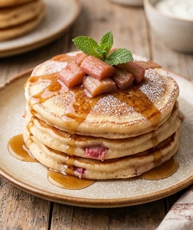 Pancakes moelleux à la rhubarbe