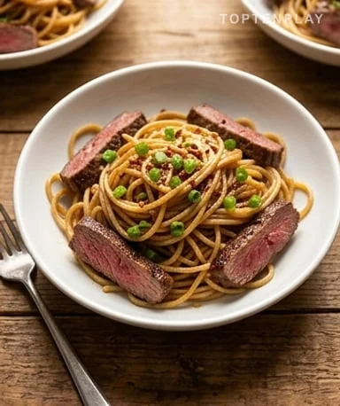 Pâtes au Bœuf Ail Sucré-Piquant
