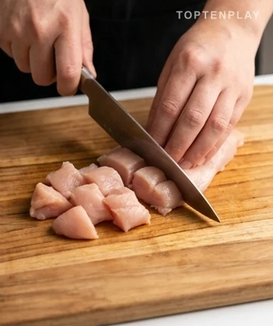 Saisissez le poulet jusqu'à entendre le crépitement se calmer