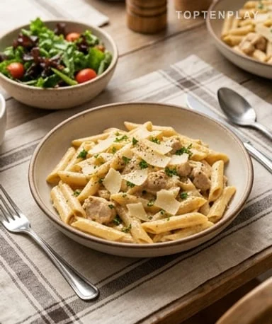 Creamy Chicken, Garlic, Herb and Parmesan Pasta