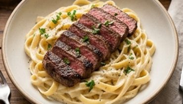 pates-fettuccine-au-steak-et-sauce-gorgonzola-alfr cover