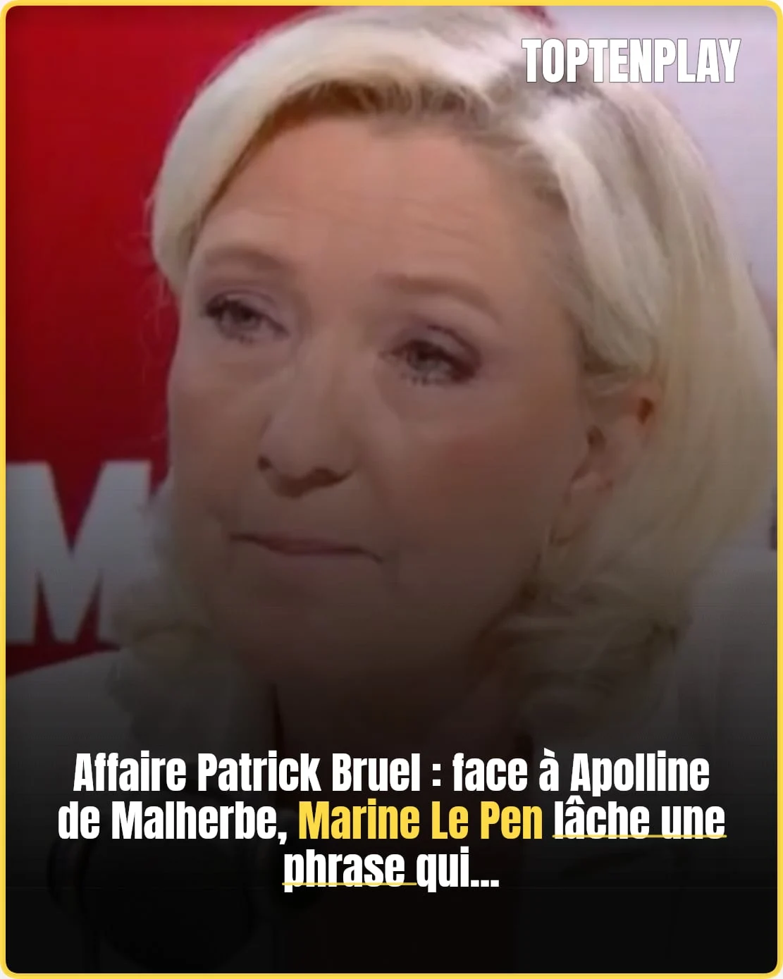 Marine Le Pen critique vivement Patrick Bruel sur BFMTV. 🚨