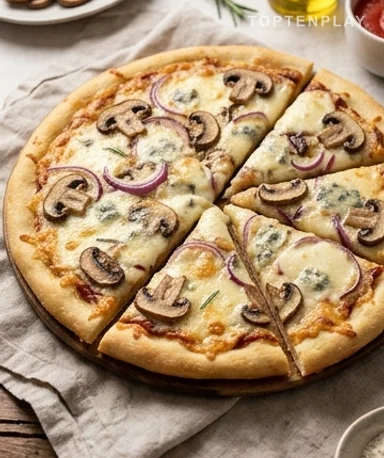 Pizza sans pâte aux champignons, Gorgonzola et base de pommes de terre