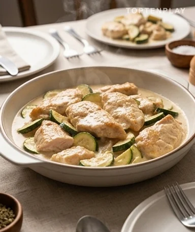 Poulet crème et courgettes : la sauce onctueuse qui fait fondre toute la famille