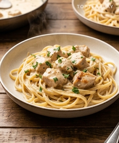 Poulet crémeux à l'ail et linguine Alfredo : le comfort food ultime