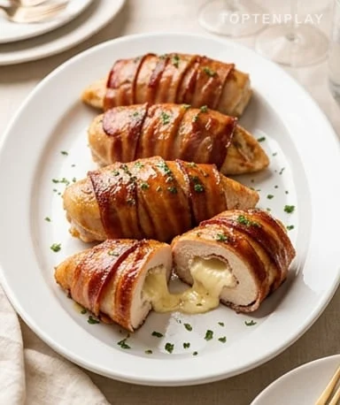 Cream Cheese Stuffed Chicken Wrapped in Turkey Bacon