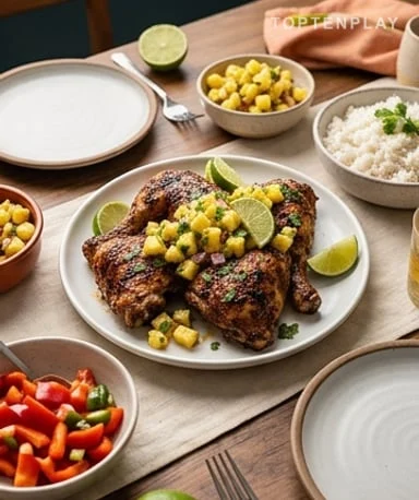 Poulet jerk des Caraïbes avec salsa à l’ananas