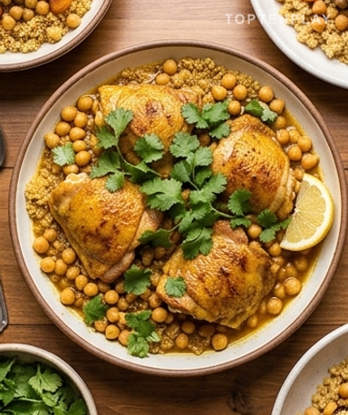 Poulet marocain à l'Instant Pot : quinoa, pois chiches et abricots secs en 30 minutes