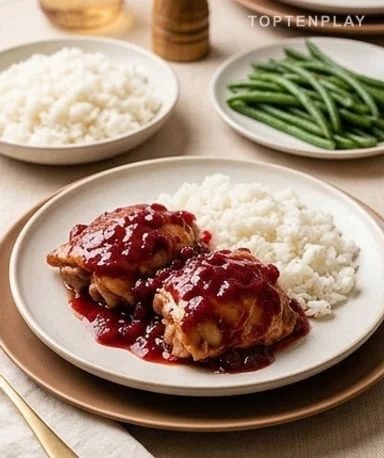 Poulet mijoté à la sauce aux canneberges