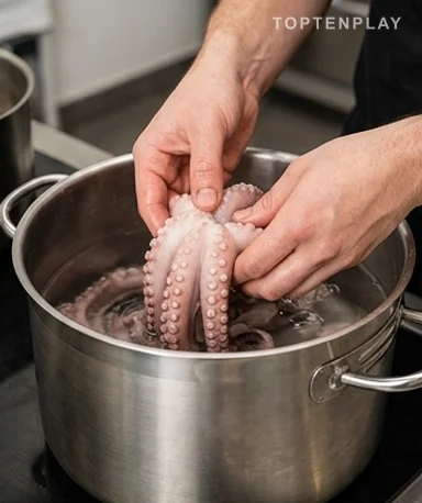 Sortez le poulpe la veille et laissez-le décongeler lentement