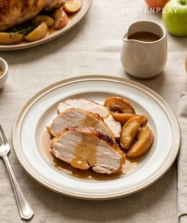 Rôti de dinde aux pommes et jus de pomme