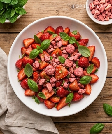Salade de fraises aux pralines roses : le dessert d'été qui en jette