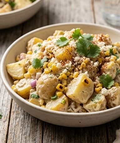 Salade de Pommes de Terre au Maïs Grillé Style Mexicain