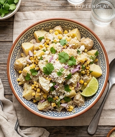 Salade de Pommes de Terre au Maïs Grillé Style Mexicain