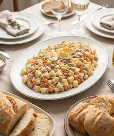 Salade russe crémeuse au thon : le grand classique qui régale tout le monde