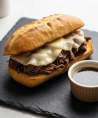 Sandwich French Dip au Bœuf Effiloché (Mijoteuse)