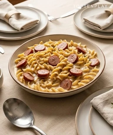 Slow Cooker Smoked Sausage and Egg Noodles