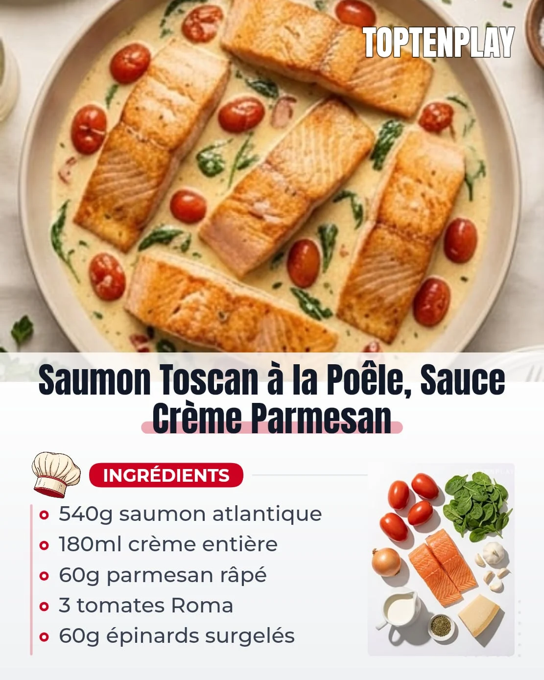 Saumon Toscan à la Poêle, Sauce Crème Parmesan