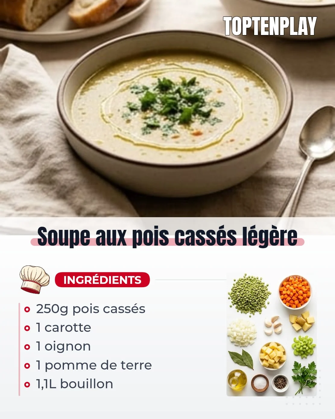 Soupe aux pois cassés légère