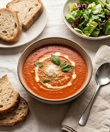 Soupe de tomates maison au parmesan