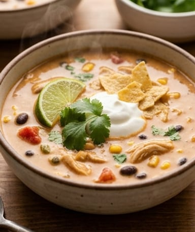 Soupe Taco au Poulet Effiloché