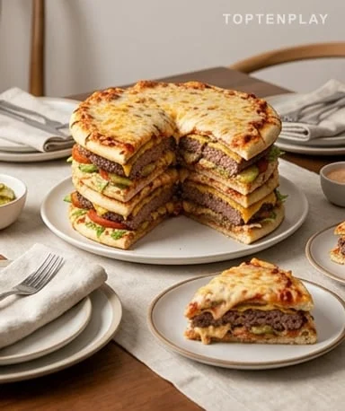 Stack pizza double cheeseburger