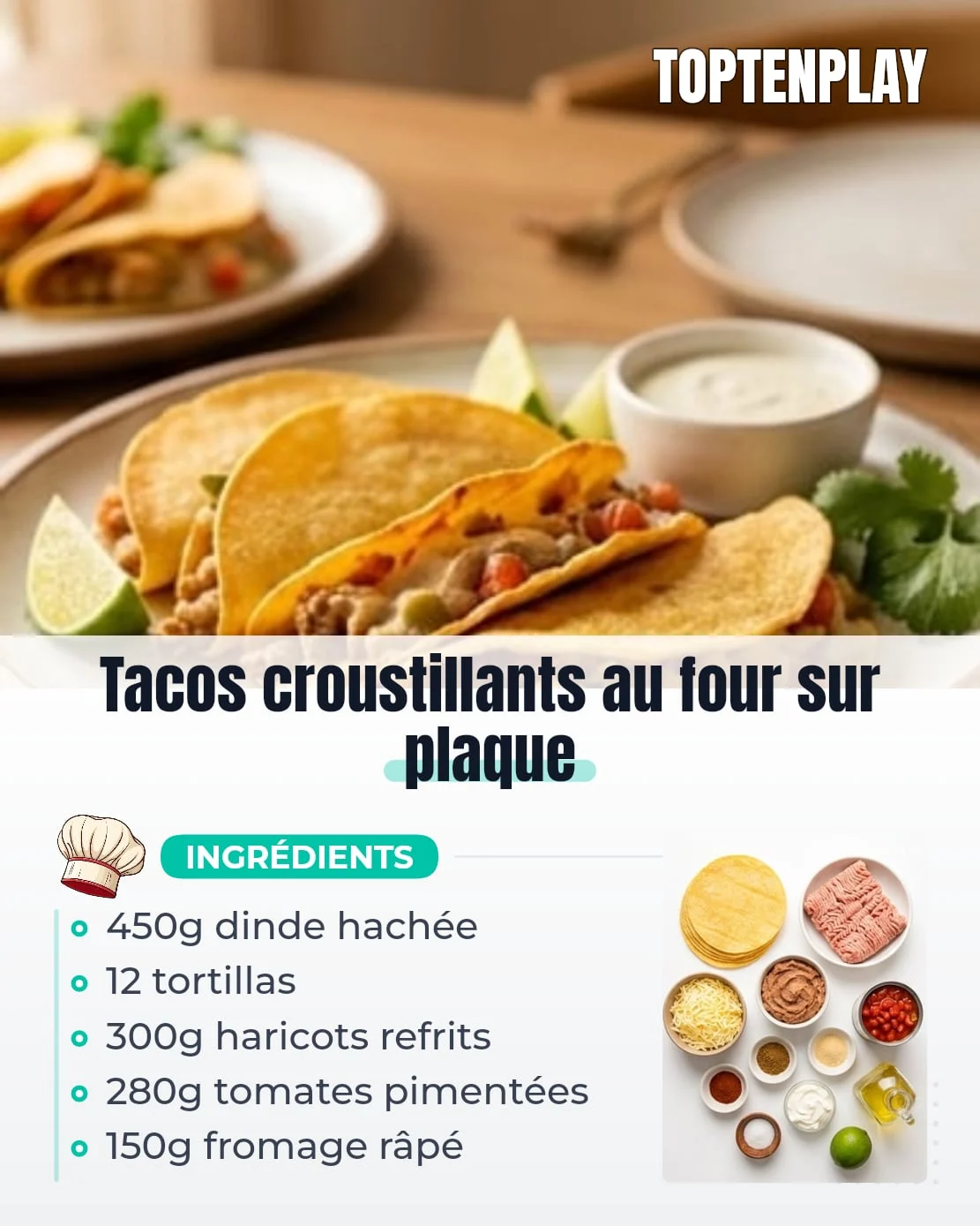 Tacos croustillants au four sur plaque