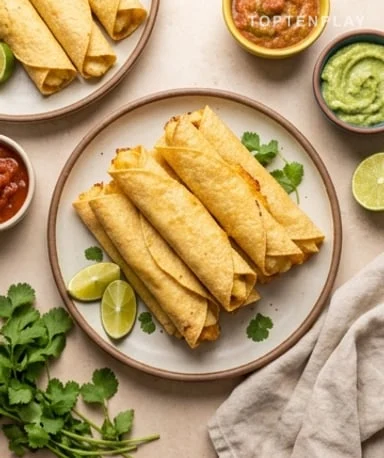 Crispy Potato and Cheddar Taquitos