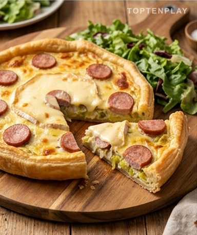 Tarte franc-comtoise : la recette fondante au Mont d'Or et saucisse fumée