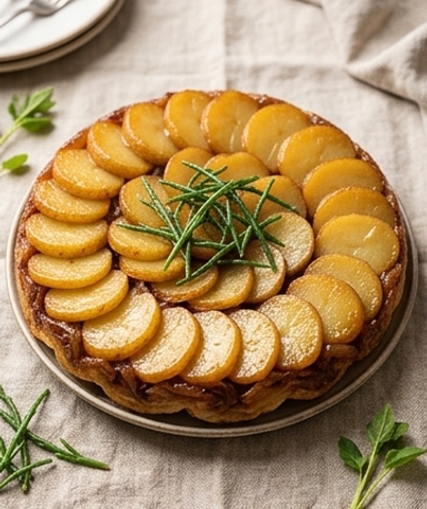 Tatin de primeurs de Noirmoutier, oignons caramélisés et salicornes fraîches