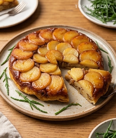 Tatin de primeurs de Noirmoutier, oignons caramélisés et salicornes fraîches