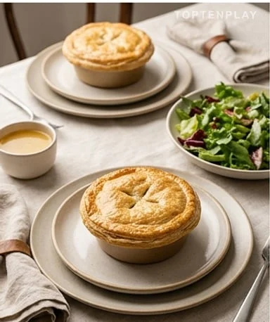 Tourtes au poulet et poireaux caramélisés