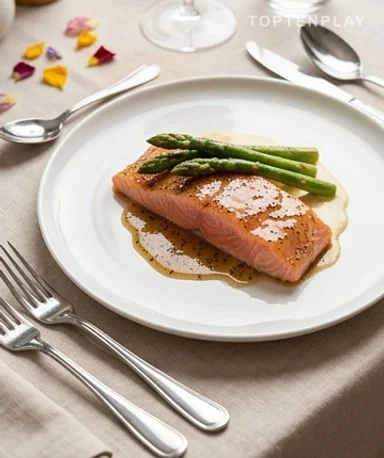Truite mi-cuite, asperges vertes, coquelicot et beurre blanc sans alcool